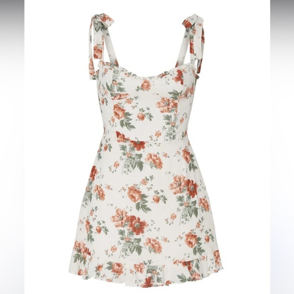 Reformation cream red floral size 12 mini dress